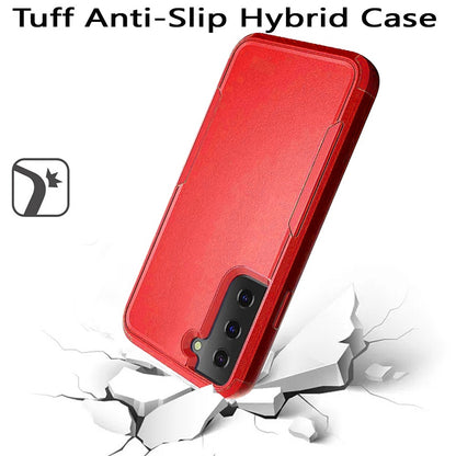 For Samsung Galaxy A13 5G Hybrid Rugged Hard Shockproof Drop-Proof with 3 Layer Protection, Military Grade Heavy-Duty Armor Design Red Phone Case Cover