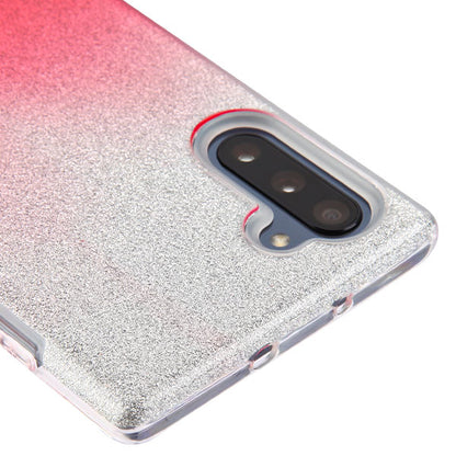 For Samsung Galaxy Note 10 (6.3) Glitter Bling Stylish Design Hybrid Rubber TPU Hard PC Shockproof Slim Pink Silver Phone Case Cover