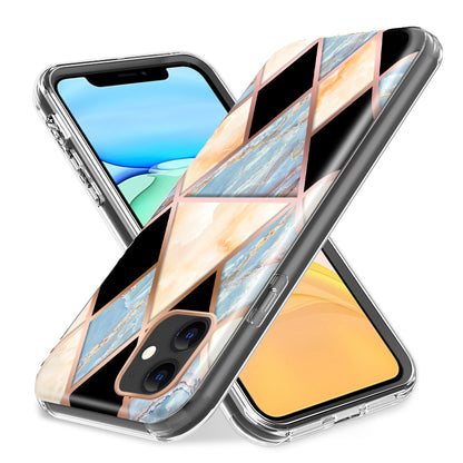 For Apple iPhone 14 (6.1") Dual Layer Hybrid Shockproof Fashion Design IMD Electroplating 2in1 Hard TPU Frame  Phone Case Cover