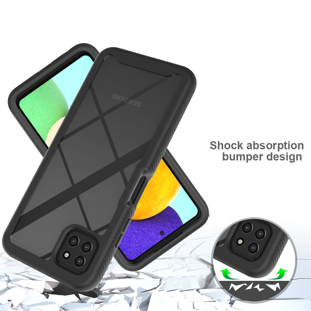 For Boost Mobile Celero 5G Hybrid Clear Shockproof Dual Layer Protection Hard Rugged PC and Soft TPU Silicone Bumper Frame Back Clear Black Phone Case Cover