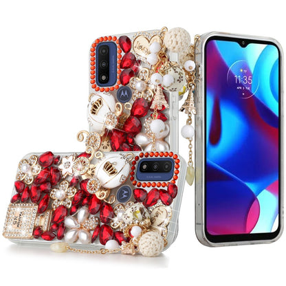 For Motorola Moto G Pure Bling Clear Crystal 3D Full Diamonds Luxury Sparkle Transparent Rhinestone Hybrid Bumper  Phone Case Cover