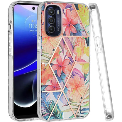 For Motorola Moto G Stylus 5G 2022 Fashion Floral IMD Design Flower Pattern Hybrid Hard PC Rubber TPU Slim Shockproof  Phone Case Cover