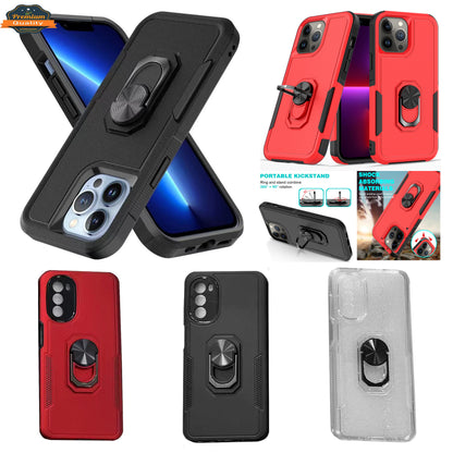 For Motorola Moto G Stylus 5G 2022 Ring Holder Stand, Support Magnetic Car Mount, Hard TPU Hybrid Shockproof  Phone Case Cover