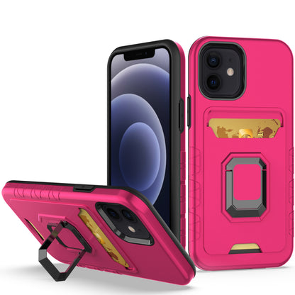 For Apple iPhone 14 (6.1") Wallet Designed with Credit Card Holder & Magnetic Stand Kickstand Ring Heavy Duty Hybrid  Phone Case Cover