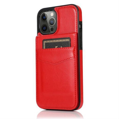 For Apple iPhone 13 Pro Max Wallet Case with Credit Card Holder Vertical Leather Kickstand Magnetic Buttons Flip Pouch  Phone Case Cover