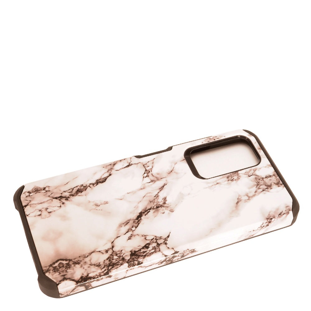 For Samsung Galaxy A03S Stylish Design Marble Armor Dual Layer 2 in 1 Rubberized Hard Shell Shockproof TPU Hybrid  Phone Case Cover