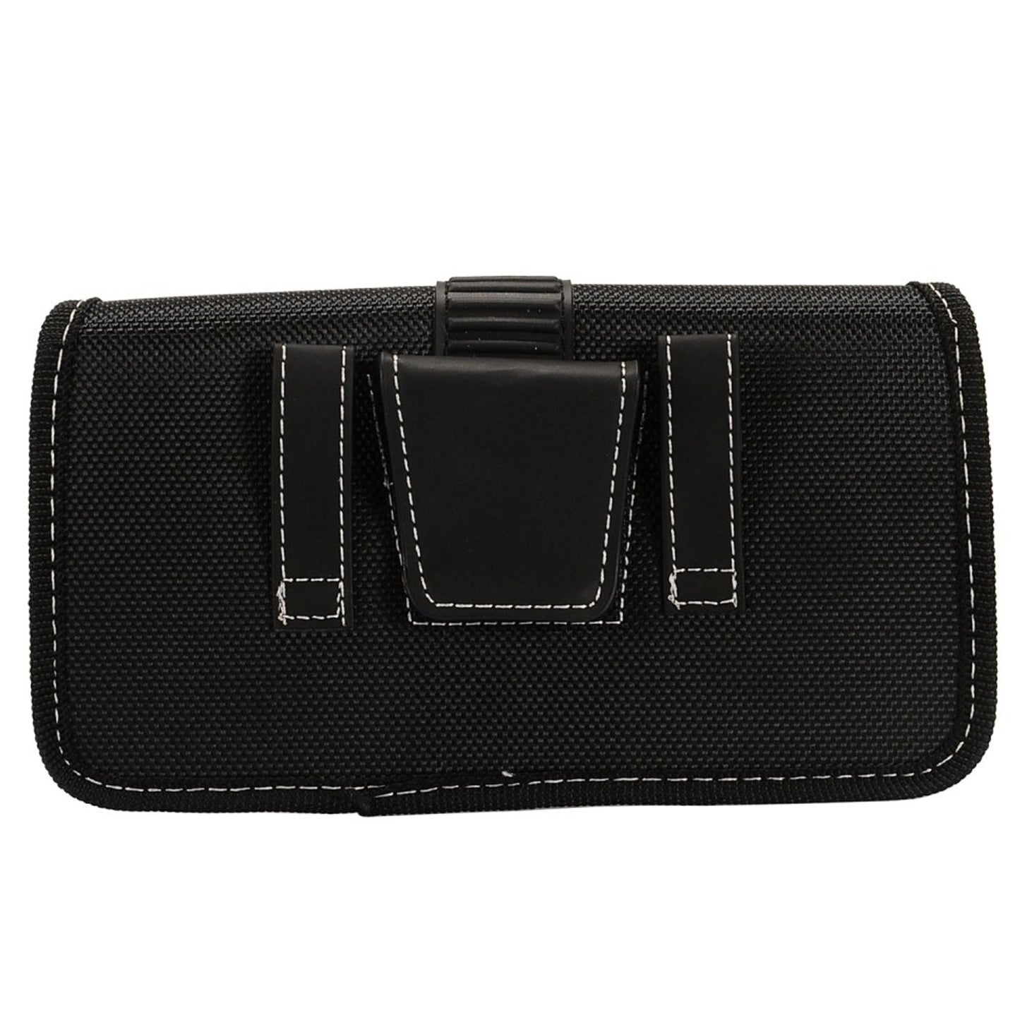 For Nokia C200 Rugged Canvas Cellphone Belt Clip Cover Holster Pouch Holder with Belt Loops Universal Horizontal Carrying Case [Black]