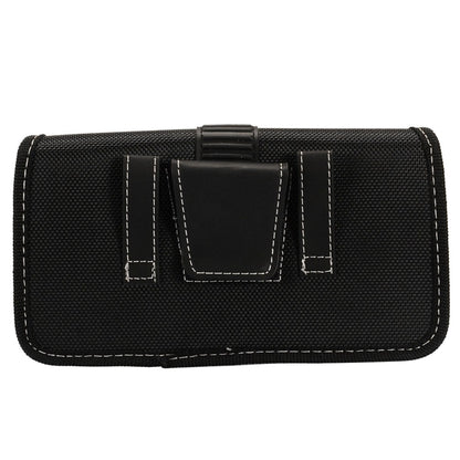 For Nokia C200 Rugged Canvas Cellphone Belt Clip Cover Holster Pouch Holder with Belt Loops Universal Horizontal Carrying Case [Black]