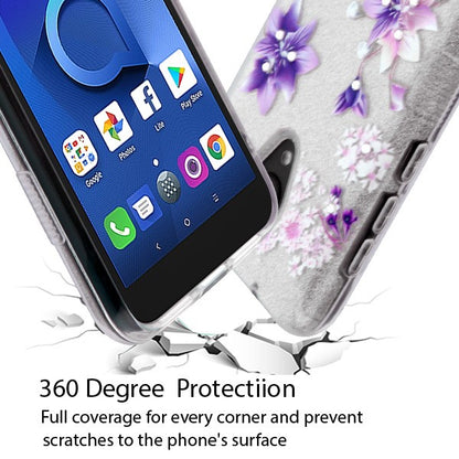 For Alcatel 1X Evolve / Avalon V / Ideal Xtra Bling Glitter Stylish Design Hybrid Rubber TPU Hard PC Shockproof Armor Slim Purple Stargazers Phone Case Cover