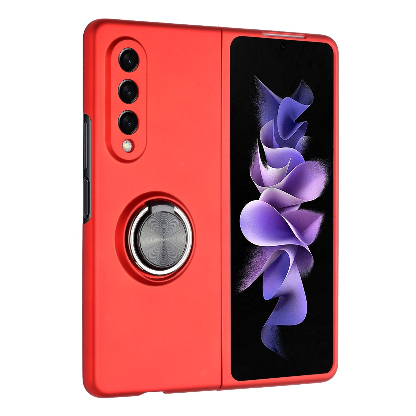 For Samsung Galaxy Z Fold 3 5G Hybrid 360 Degree Rotatable Metal Invisible Ring Stand Holder Fit Magnetic Car Mount Shockproof Slim  Phone Case Cover