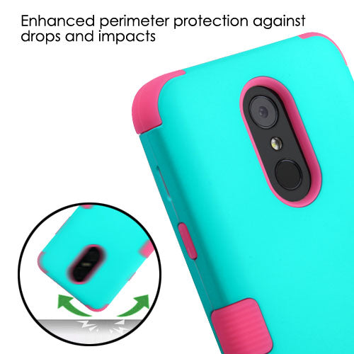 For LG Stylo 4 / Stylo 4 Plus Hybrid Three Layer Hard PC Shockproof Heavy Duty TPU Rubber Anti-Drop Teal Green Pink Phone Case Cover