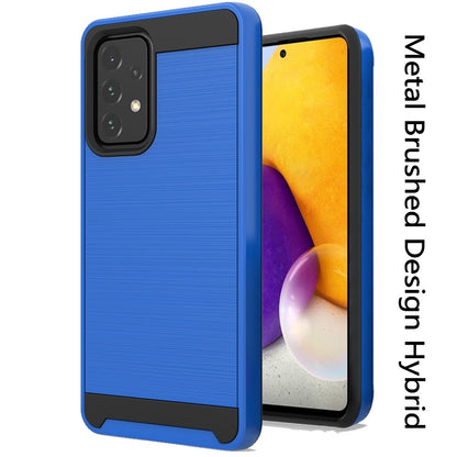 For Samsung Galaxy A73 5G Hybrid Rugged Brushed Metallic Design [Soft TPU + Hard PC] Dual Layer Shockproof Armor Impact  Phone Case Cover