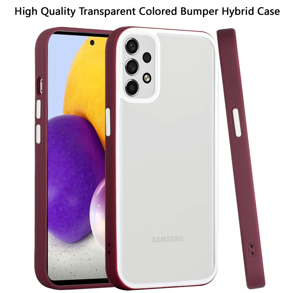 For Samsung Galaxy A73 5G Hybrid Transparent Colored Frame Bumper Hard Back Shockproof Slim TPU Silicone Protective  Phone Case Cover