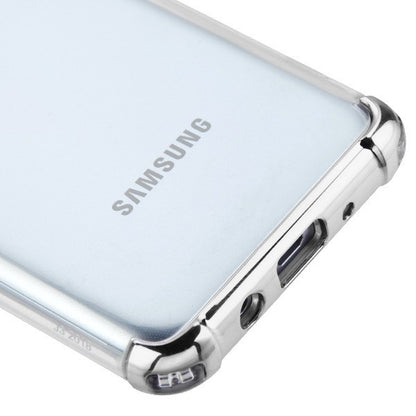 For Samsung Galaxy J3 (2018)/ Galaxy J3 Star/ Galaxy J3 Slim Hybrid Transparent Rubber Gummy Hard PC Silicone Electroplating Clear / Silver Phone Case Cover