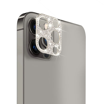 For Apple iPhone 14 (6.1") Camera Lens Zinc Alloy With Diamond Bling Glitter Lens Protective Camera Decoration Silver