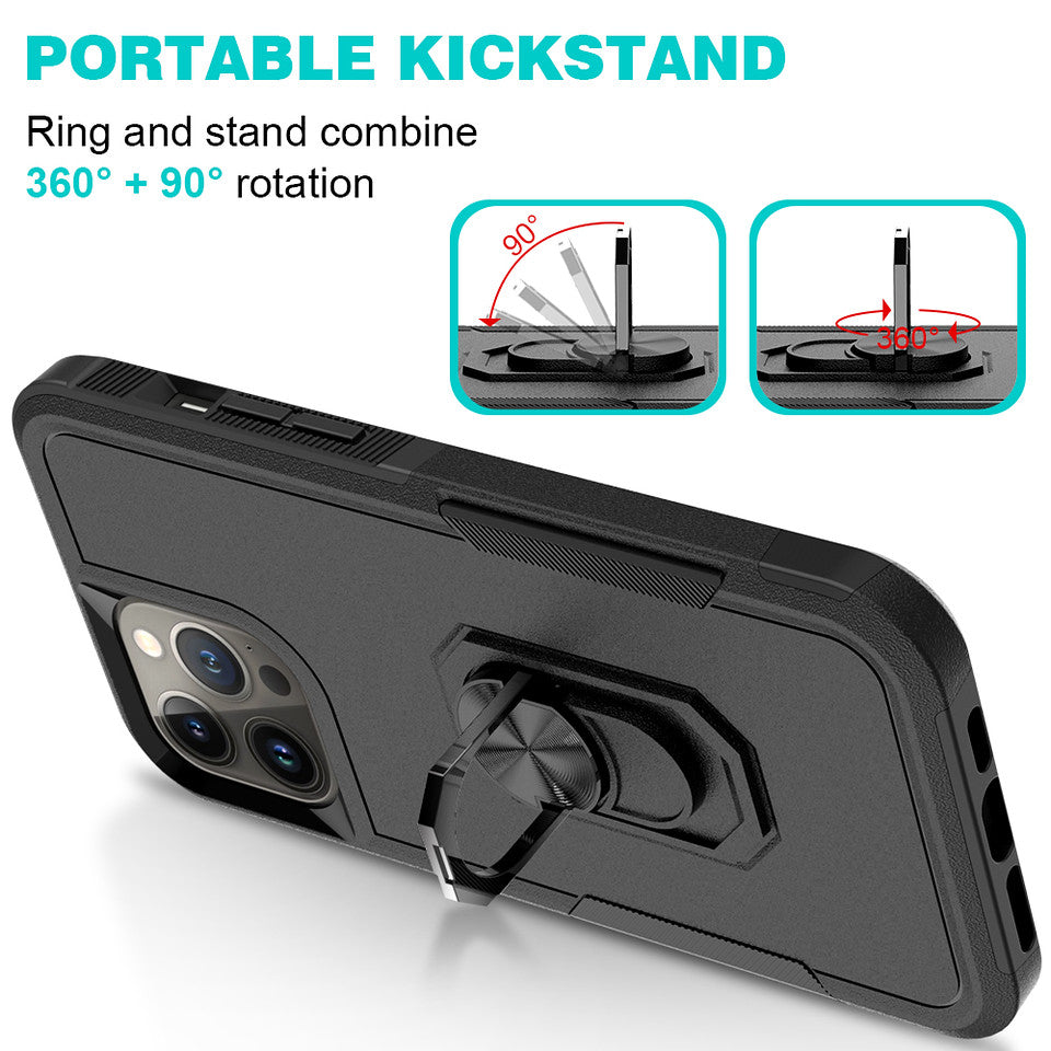 For Samsung Galaxy A03S Ring Holder Stand, Support Magnetic Car Mount, Hard TPU Hybrid Shockproof  Phone Case Cover