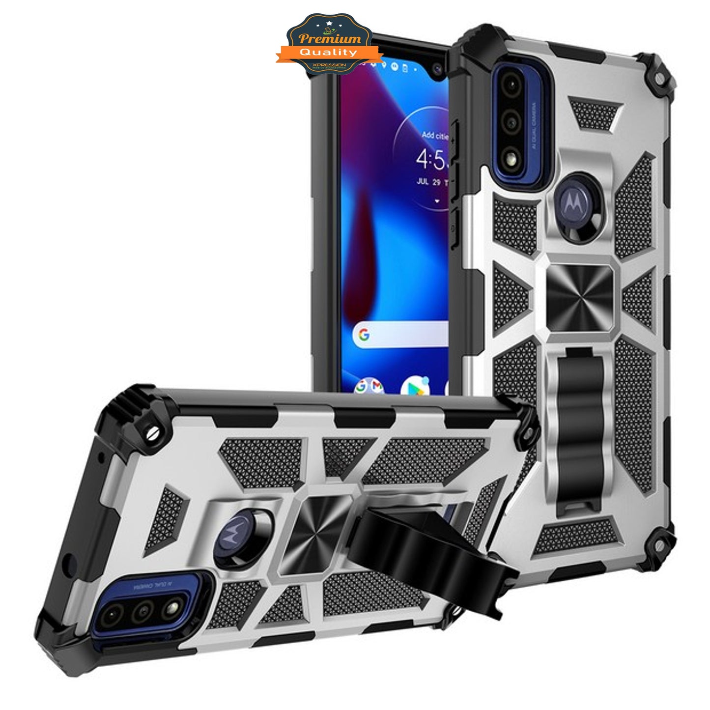For Motorola Moto G Pure Built in Magnetic Kickstand, Military Hybrid Bumper Heavy Duty Dual Layers Rugged Protective  Phone Case Cover