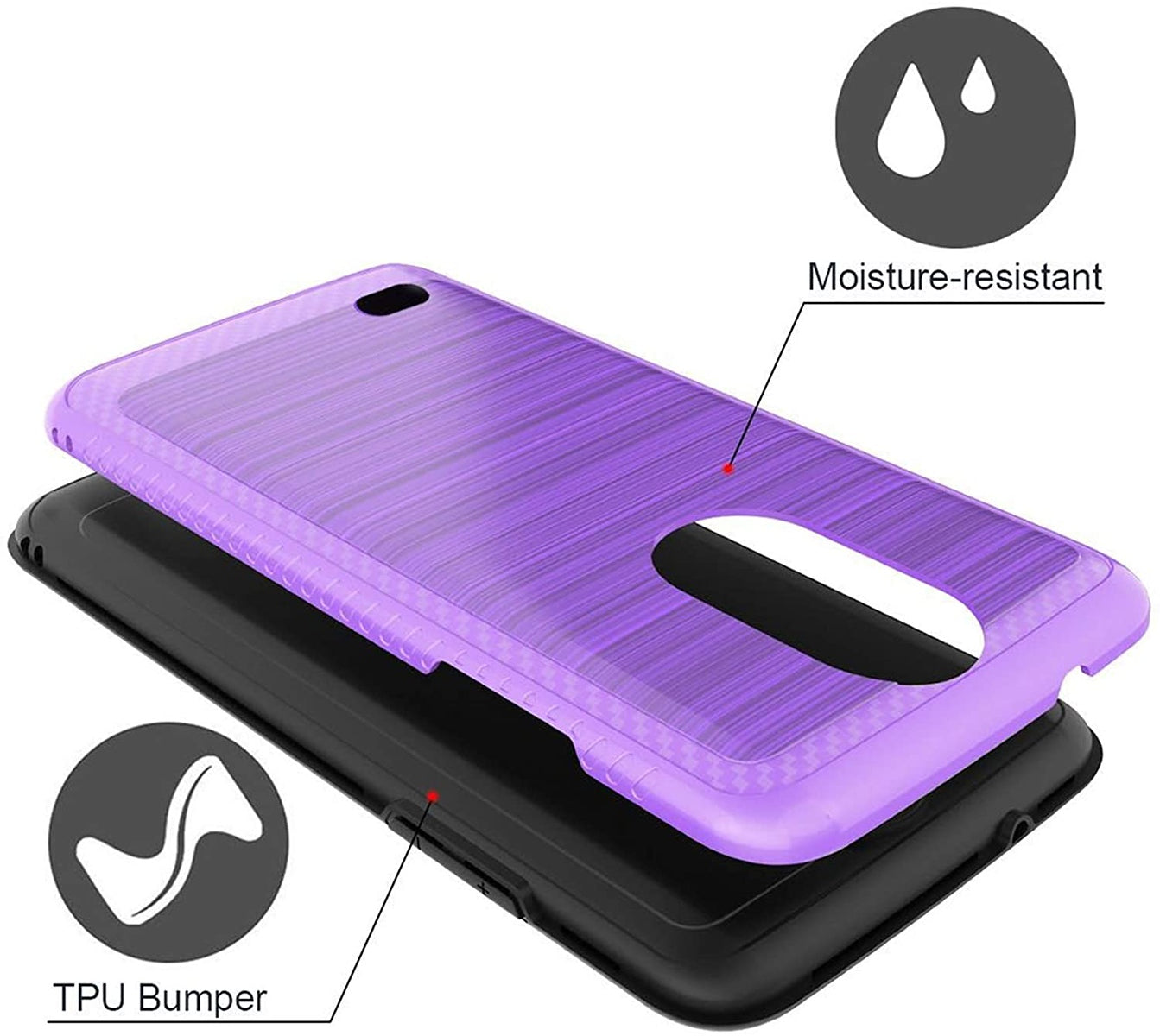 For Apple iPhone 13 Pro (6.1") Slim Thin Hybrid TPU 2-Piece Bumper Shockproof with Brushed Metal Texture Carbon Fiber Hard PC Back  Phone Case Cover