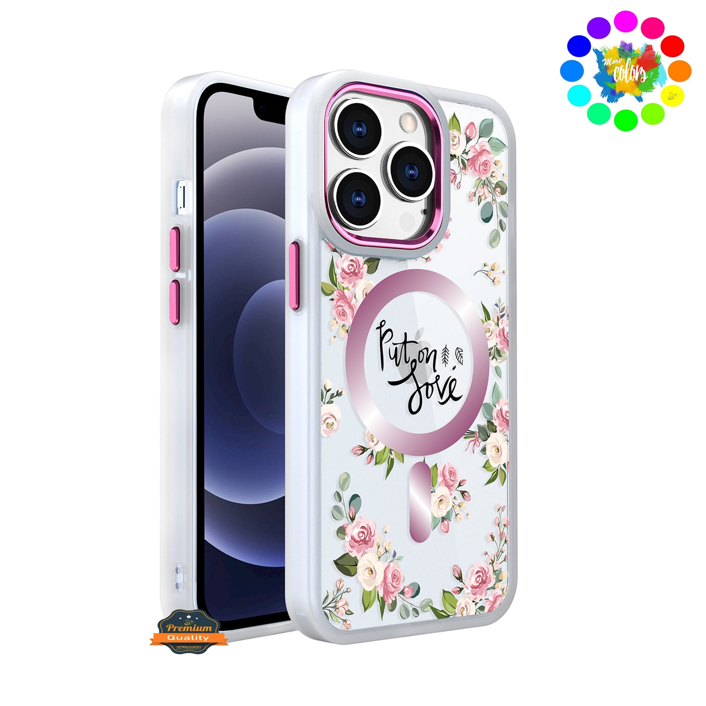 For Apple iPhone 14 /Plus Pro Max Hybrid Flower Quotation Design Fashion Hard PC with MagSafe Compatible  Phone Case Cover