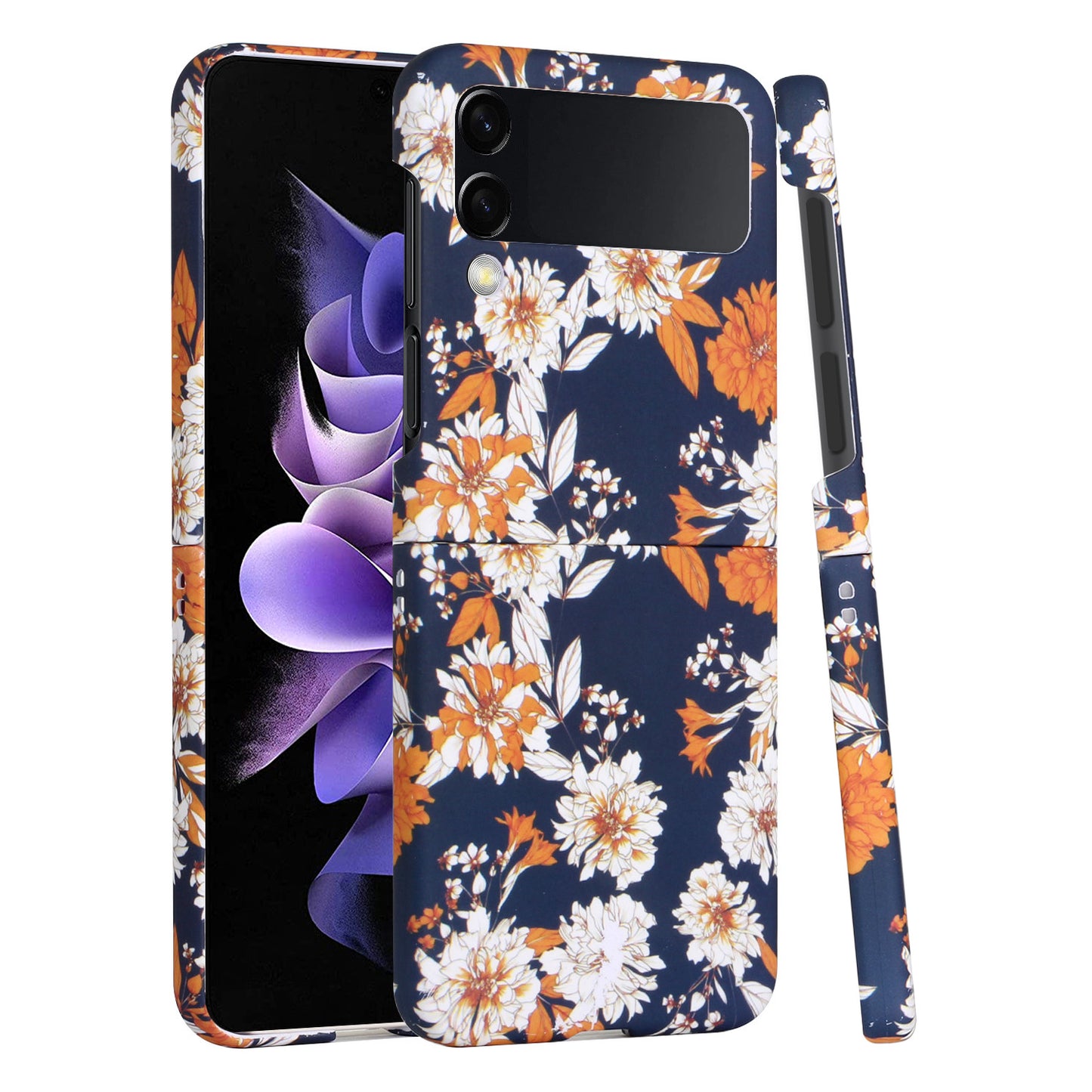 For Samsung Galaxy Z Flip 4 5G Bliss Floral Stylish Design Hybrid Rubber TPU Hard PC Shockproof Armor Slim  Phone Case Cover