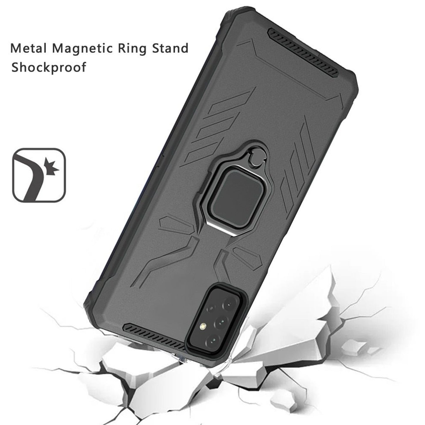 For Samsung Galaxy S20 FE /Fan Edition Shock-Proof Case with Kickstand Ring Holder Texture Rugged Hybrid Dual Layer  Phone Case Cover
