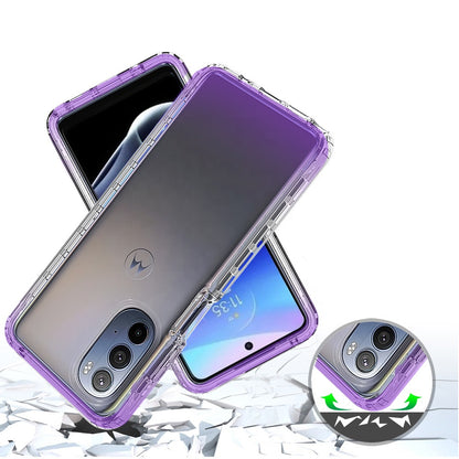 For Motorola Moto G Stylus 5G 2022 Dual Layer Hybrid Clear Gradient Two Tone Transparent Shockproof TPU Hard PC Frame  Phone Case Cover