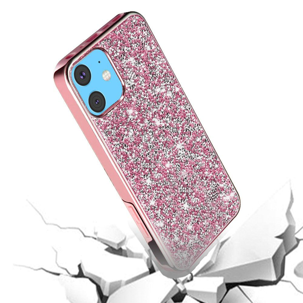 For Apple iPhone 12 /Pro Max Mini Bling Rhinestone Diamond Shiny Glitter Hybrid Dual Layer Rugged Shell Hard PC TPU Rubber  Phone Case Cover