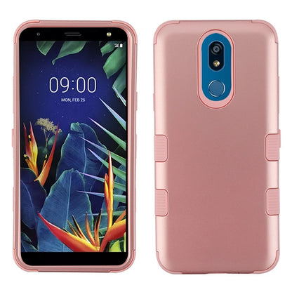 For LG K40 /Harmony 3 Hybrid Three Layer Hard PC Shockproof Heavy Duty TPU Rubber Anti-Drop Rose Gold Phone Case Cover