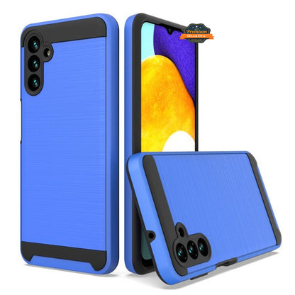 For Samsung Galaxy A13 5G Slim Rugged TPU Hard Brushed Metal Texture Hybrid Dual Layer Defender Armor Shock Absorbing  Phone Case Cover