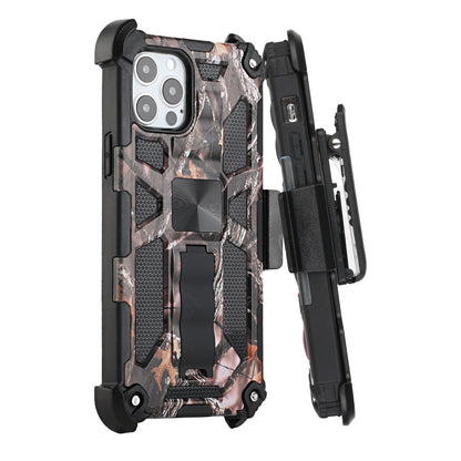 For Apple iPhone 13 Pro Max (6.7") Hybrid 3in1 Combo Holster Belt Clip with Kickstand, Full-Body Protective Military-Grade  Phone Case Cover