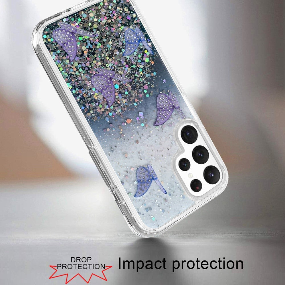 For Motorola Moto G Stylus 5G 2022 Butterflies Glitter Bling Shiny Sparkle Glittering Flake Hybrid Hard PC TPU Silicone  Phone Case Cover
