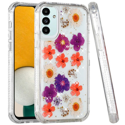 For SSamsung Galaxy A53 5G Beautiful Sparkle Glitter Floral Epoxy Design Shockproof Hybrid Fashion Bling Rubber TPU  Phone Case Cover