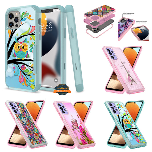 For Samsung Galaxy A13 5G Pattern Design Hybrid Bumper Rugged Dual Layer Heavy-Duty Military-Grade TPU Hard Defender  Phone Case Cover