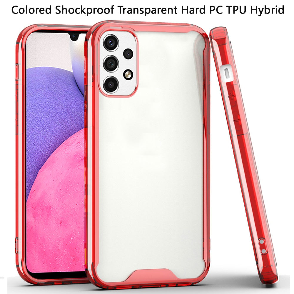 For Samsung Galaxy A33 5G Colored Shockproof Transparent Hard PC + Rubber TPU Hybrid Bumper Shell Thin Slim Protective  Phone Case Cover