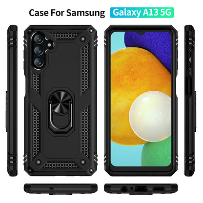 For Samsung Galaxy A13 5G Military Grade Heavy Duty Armor Hybrid with Rotating Metal Ring Kickstand Finger Loop Stand  Phone Case Cover