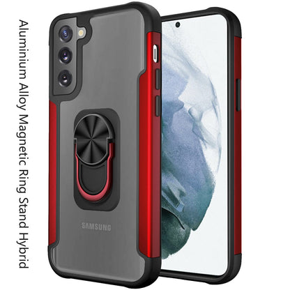 For Samsung Galaxy S22+ Plus Clear Military Grade Design Hybrid with Ring Holder Kickstand [Magnetic Car Mount Feature]  Phone Case Cover