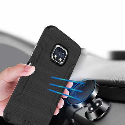 For Nokia XR20 Hybrid Dual Layer Slim Defender Armor Tuff Metallic Brush Texture Finishing Shockproof Hard PC + TPU Rubber  Phone Case Cover
