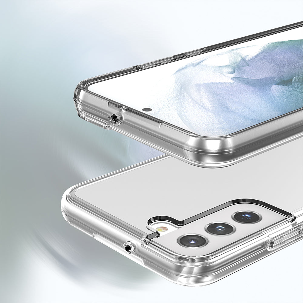 For Samsung Galaxy S22 Premium Clear Full Transparency Thick Hybrid Hard PC Shell & Soft TPU Shock-Absorption Bumper Transparent Phone Case Cover