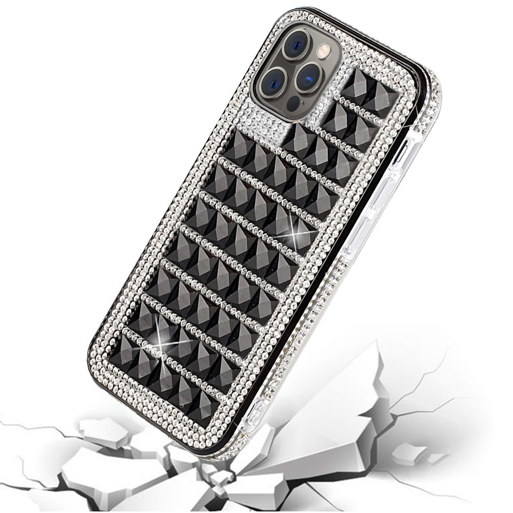 For Apple iPhone 13 /Pro Max Mini Fashion Luxury 3D Bling Diamonds Rhinestone Jeweled Shiny Crystal Glitter Hybrid TPU Bumper Hard  Phone Case Cover