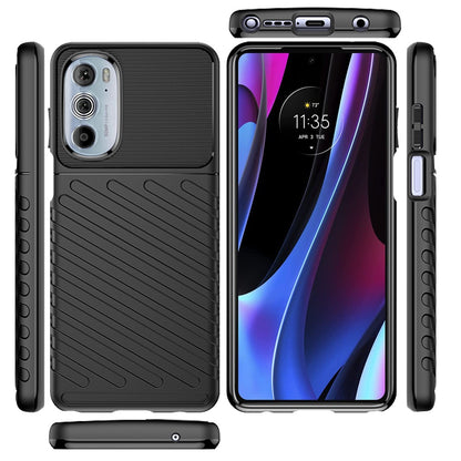 For Motorola Edge+ 2022 /Edge Plus Rugged Hybrid Hard PC Silicone Gel TPU Bumper Texture Shockproof Anti Slip Protective Stylish  Phone Case Cover