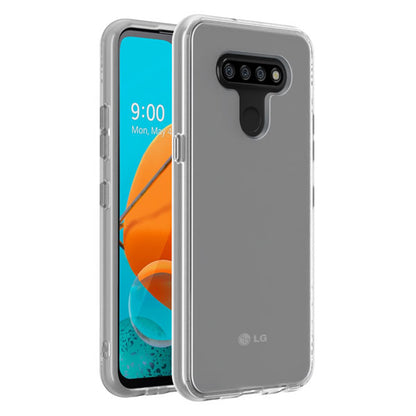 For LG K51 / Reflect Slim Fit Hybrid Transparent Rubber Gummy Hard PC Soft Silicone Protective Semi White Phone Case Cover