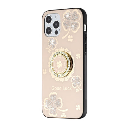 For Apple iPhone 8 Plus/7 Plus/6 6S Plus Fashion 3D Diamond Bling Sparkly Ornaments Engraving Hybrid Ring Stand  Phone Case Cover