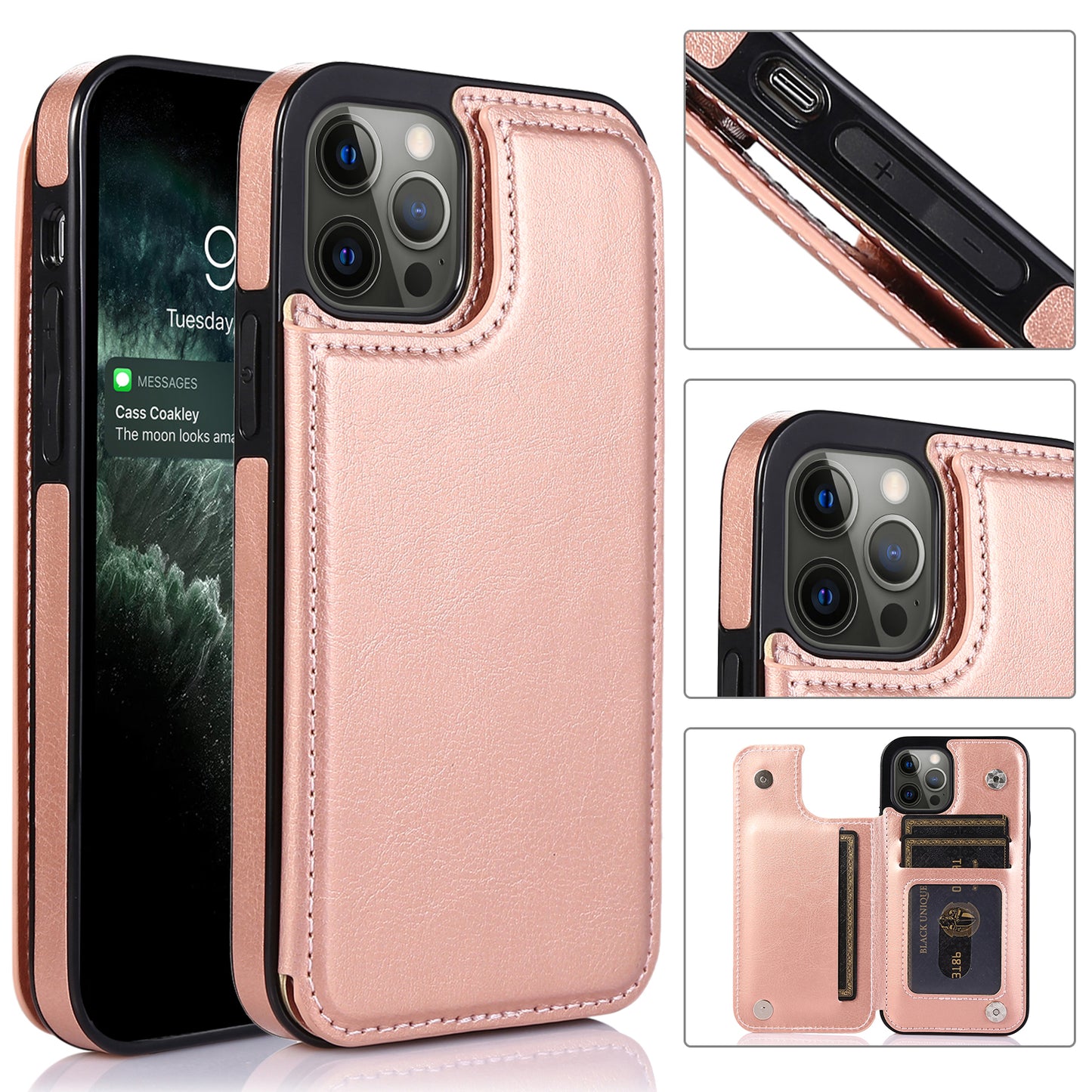 For Apple iPhone 13 Pro Max 6.7" Wallet PU Leather [Two Magnetic Clasp] [Card Slots] Stand Durable Back Storage Flip  Phone Case Cover