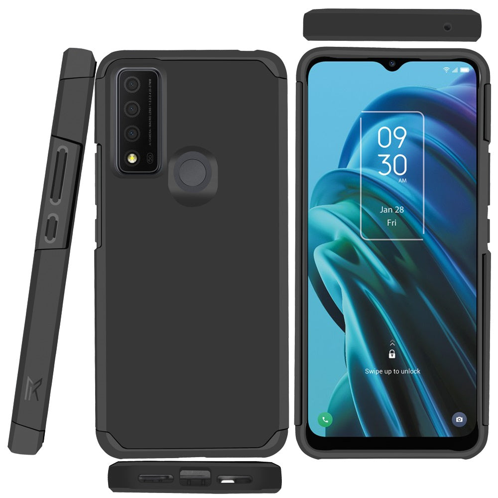 For TCL 30 XE 5G Ultra Slim Corner Protection Shock Absorption Tuff Hybrid Dual Layer Hard PC and TPU Rubber Armor Defender  Phone Case Cover