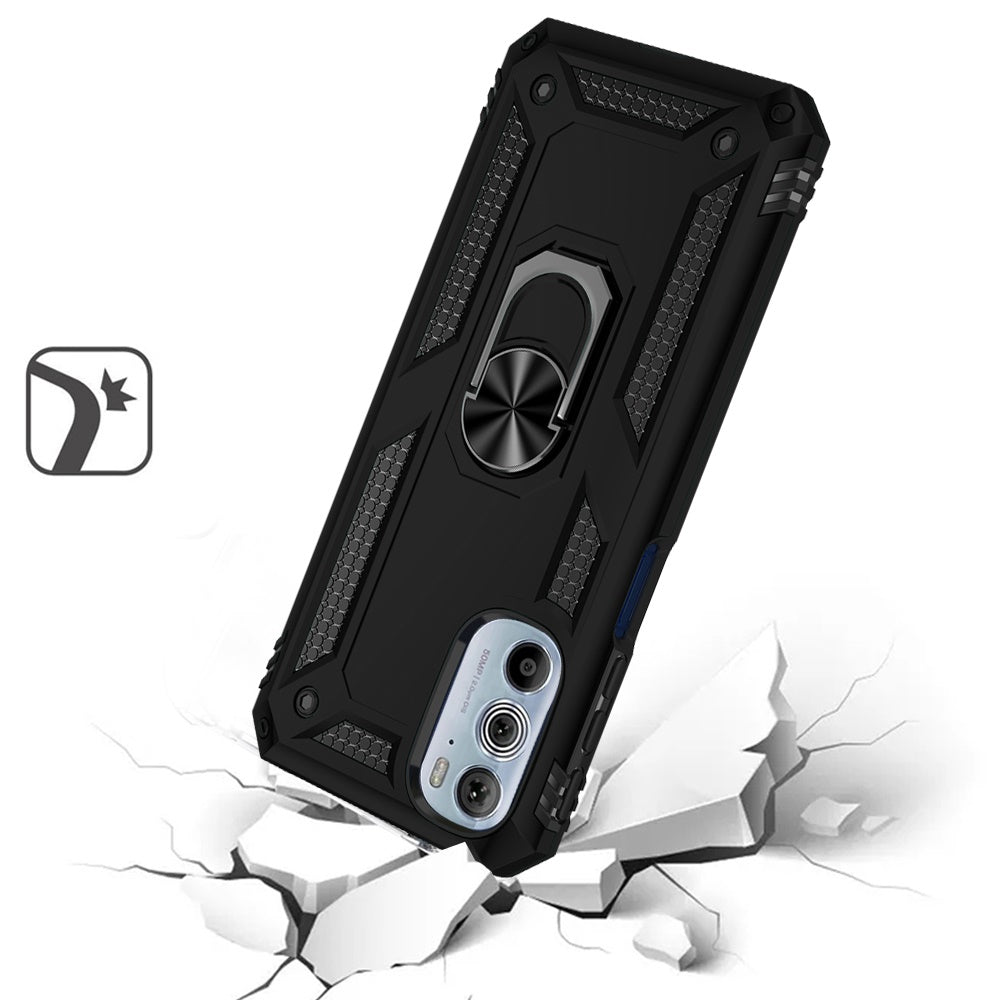 For Motorola Edge+ 2022 /Edge Plus Military Grade Heavy Duty Rugged Dual Layers Shockproof Hybrid with Ring Kickstand  Phone Case Cover