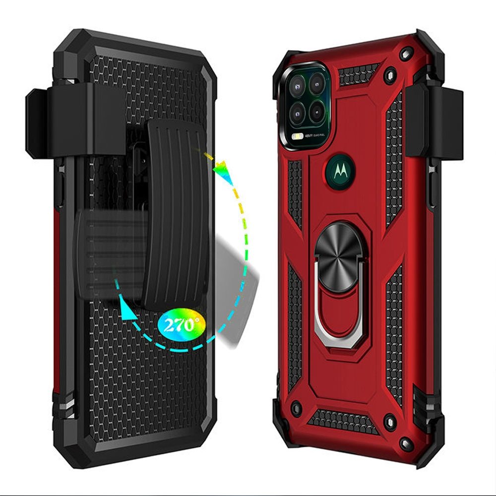 For Motorola Moto G Pure with Belt Clip Holster Ring Stand Holder, Military Grade Fit Magnetic Car Mount Shockproof Hybrid Rugged  Phone Case Cover