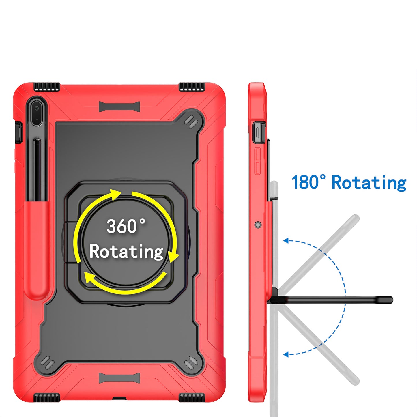 Case for Apple iPad Air 4 / iPad Air 5 / iPad Pro (11 inch) Tough Hybrid Armor 3in1 with 360 Degree Rotating Kickstand & Shoulder Strap Shockproof Red / Black Tablet Cover