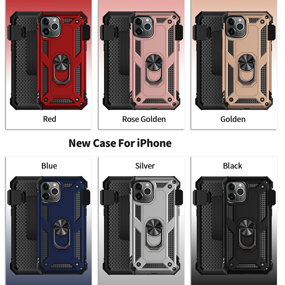 For Apple iPhone 14 /Plus Pro Max Hybrid Holster Combo Belt Clip Armor Rugged with Rotatable Ring Stand  Phone Case Cover
