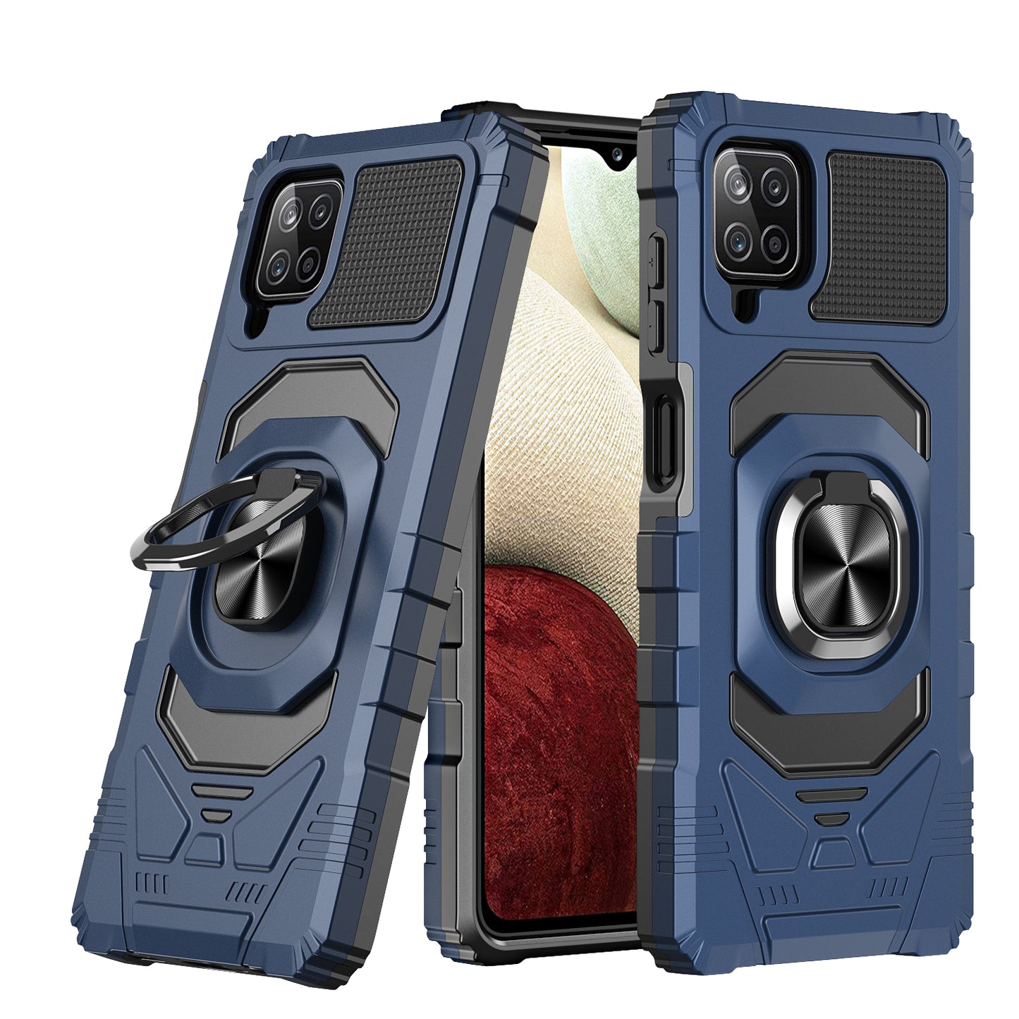 For Samsung Galaxy A12 5G Hybrid Dual Layer with Rotate Magnetic Ring Stand Holder Kickstand, Rugged Shockproof Anti-Scratch Protective  Phone Case Cover