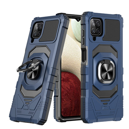 For Samsung Galaxy A12 5G Hybrid Dual Layer with Rotate Magnetic Ring Stand Holder Kickstand, Rugged Shockproof Anti-Scratch Protective  Phone Case Cover